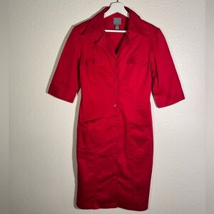 Rabbit Rabbit Rabbit Designs Red Jacket Dress with Button Front & 3/4 Sleeves